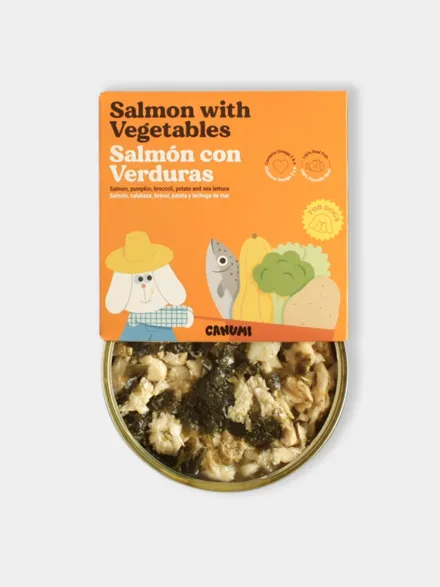 Alimentation complémentaire humide pour chien - Saumon et légumes - Canumi
