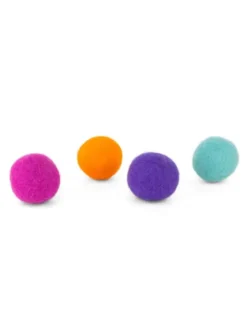 4 balles en laine feutrée pour chat - Coloris Glow - District 70