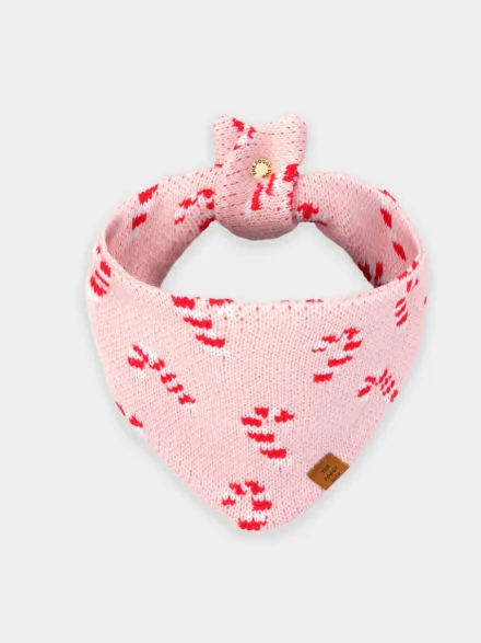 Bandana pour chien en tricot - Candy Cane Rose - The Foggy Dog