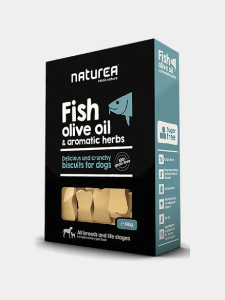 Biscuits naturels pour chien - Poisson et herbes aromatiques - Naturea