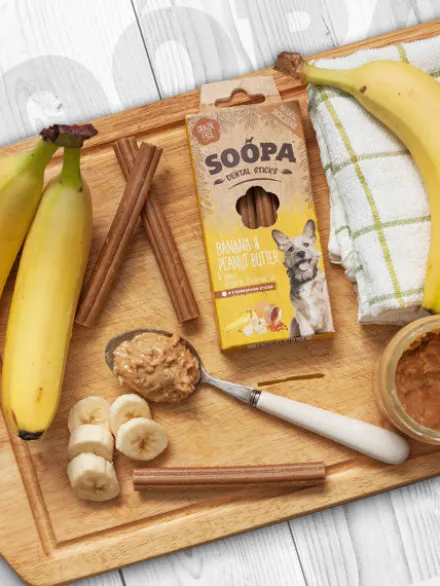 Bâtonnets à mâcher pour chien - Banane et Beurre de cacahuète
