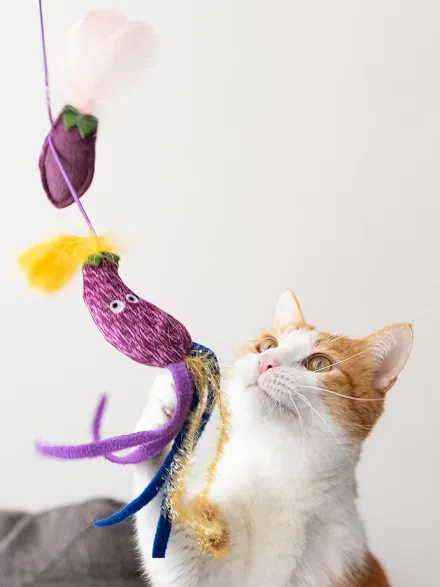 Canne à pêche pour chat - Aubergine 🍆 - Pet PLAY