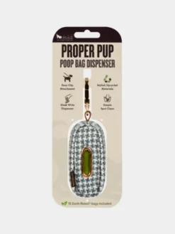Distributeur sacs à crottes pour chien en tissu - Tweed Bleu et Blanc