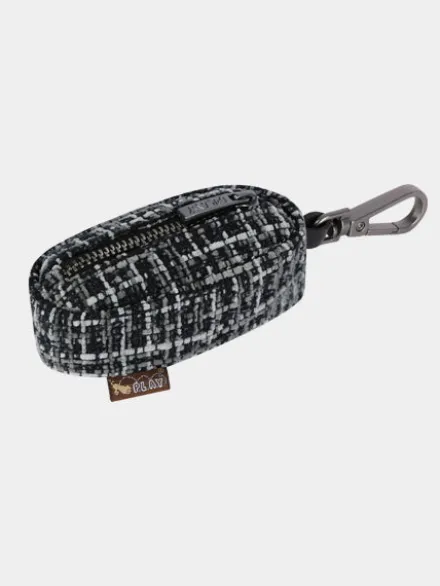 Distributeur sacs à crottes pour chien en tissu - Tweed Noir et Gris