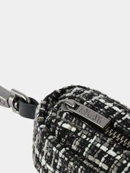Distributeur sacs à crottes pour chien en tissu - Tweed Noir et Gris