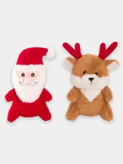 Duo de peluches pour chien - Cheeky Chumz - Père Noël 🎅 et Rennes