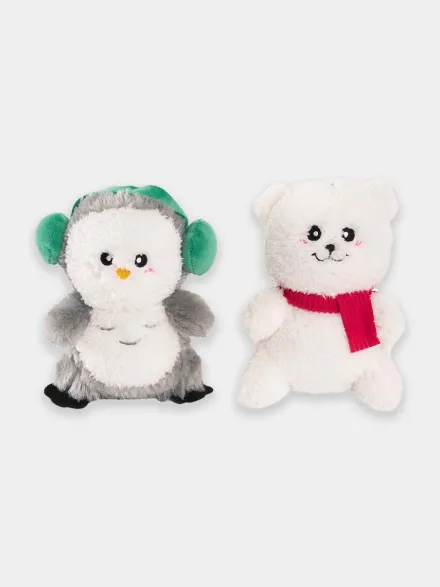 Duo de peluches pour chien - Cheeky Chumz - Ours et Bonhomme de neige