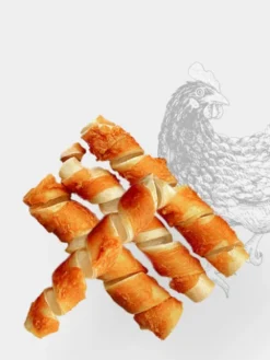 Friandises à mâcher pour chien - Peau de Bœuf enroulée de filet de Poulet - Sanadog