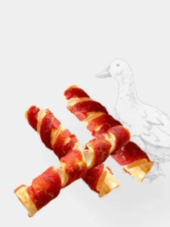 Friandises à mâcher pour chien - Peau de Bœuf enroulée de filet de Canard - Sanadog