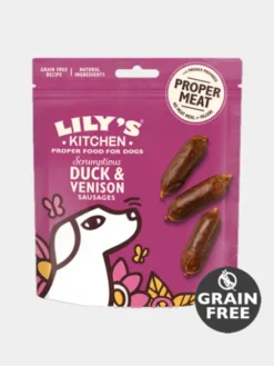 Friandises sans céréales pour chien - Saucisses de Canard et Chevreuil