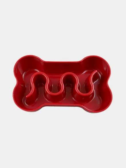 Gamelle anti-glouton pour chien os - Rouge