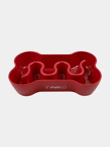 Gamelle anti-glouton pour chien os - Rouge