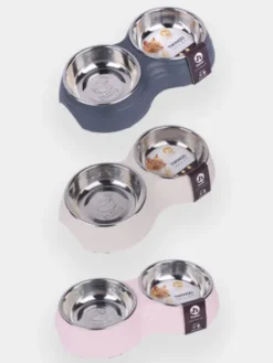 Gamelle double TWINOO pour chat - Rose