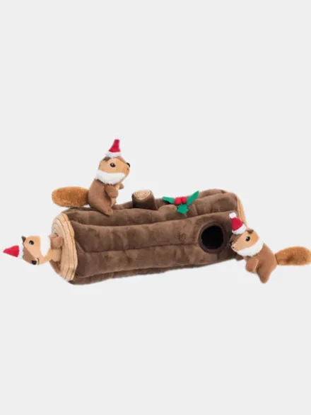 Jouet d'occupation pour chien original - Bûche Ecureuils Noel - ZippyPaws