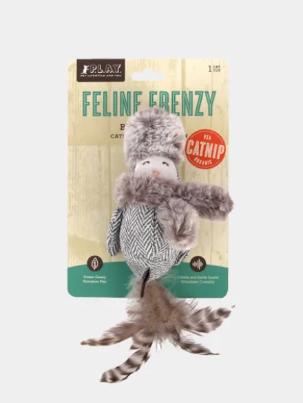 Jouet oiseau gris pour chat - Herbe à chat biologique - Pet PLAY
