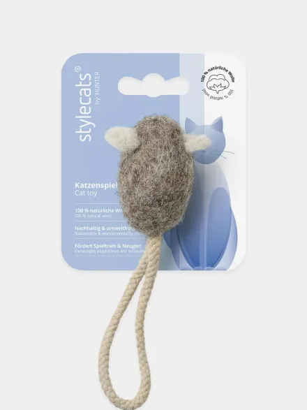 Jouet pour chat en laine - Souris avec corde 🪢 - Hunter stylecats