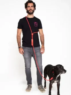 Laisse pour chien réglable et mains libres - Neon Coral - Zee.Dog