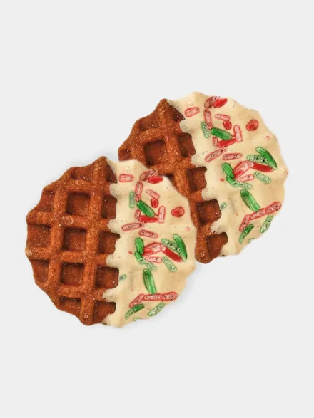 Lot de 2 friandises de Noël pour chien - Winter Waffles 🧇 (poulet et beurre de cacahuète)