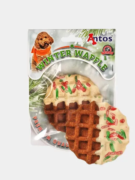 Lot de 2 friandises de Noël pour chien - Winter Waffles 🧇 (poulet et beurre de cacahuète)