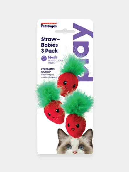 Lot de 3 jouets avec herbe à chat - Fraises - Petstages