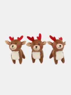 Lot de 3 Mini Peluches de Noël pour chien - Rennes - Zippy Paws