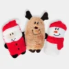 Lot de 3 Mini Peluches de Noël pour chien - Squeakie Buddies - Zippy Paws