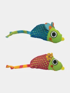 Lot de 2 souris pour chat rembourrées d'herbe à chat