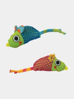 Lot de 2 souris pour chat rembourrées d'herbe à chat