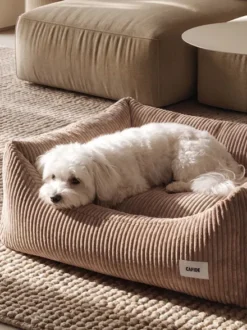 Panier pour chien Snozy - Velours côtelé mocca - Cafide