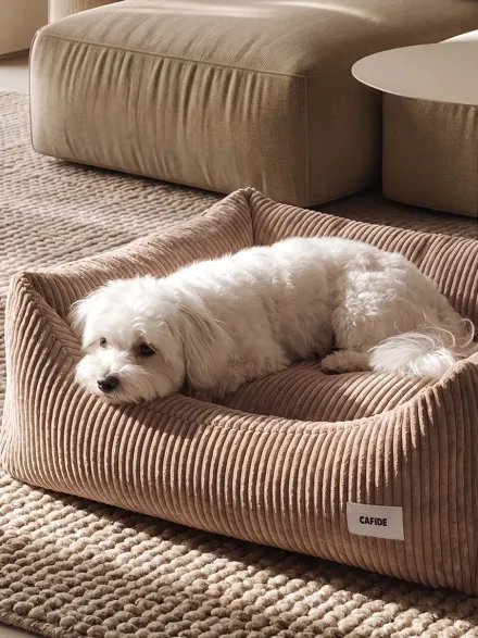 Panier pour chien Snozy - Velours côtelé mocca - Cafide
