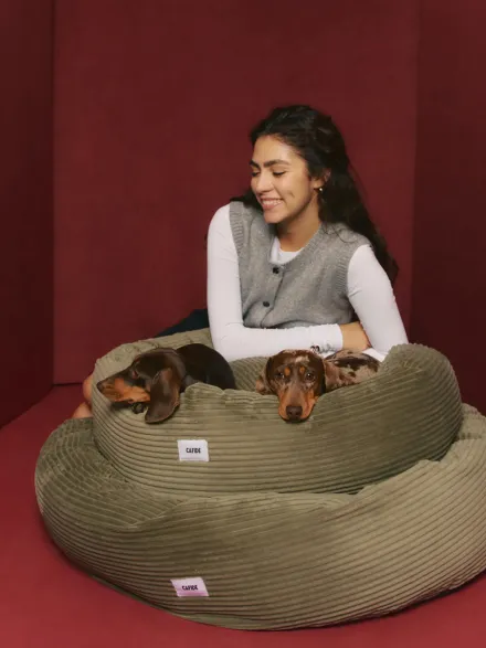 Panier rond pour chien Nuba - Velours côtelé vert - Cafide