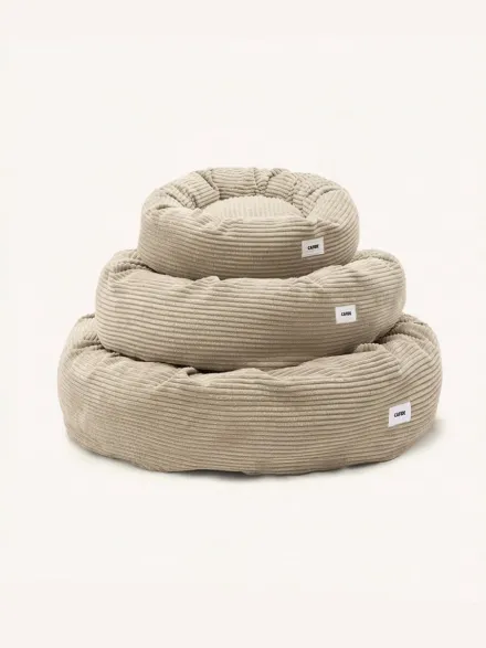 Panier rond pour chien Nuba - Velours côtelé beige - Cafide