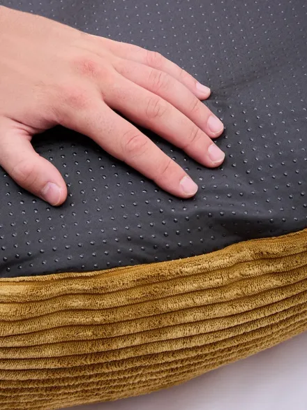 Panier rond pour chien Nuba - Velours côtelé moutarde - Cafide
