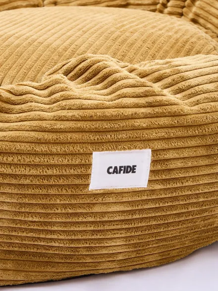 Panier rond pour chien Nuba - Velours côtelé moutarde - Cafide
