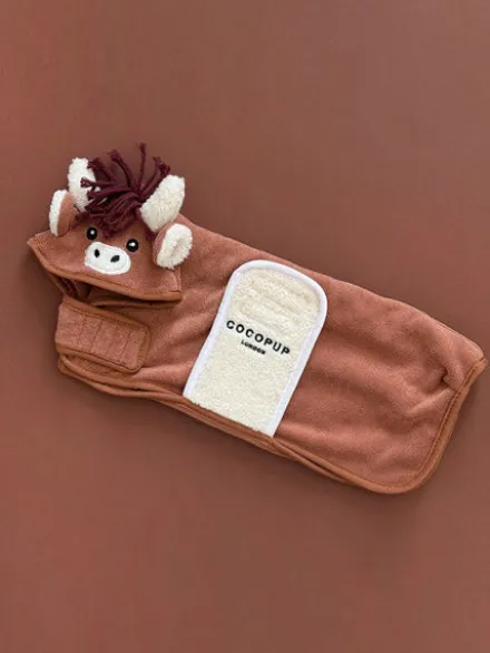 Peignoir de séchage pour chien - Vache des Highland 🐮 - Cocopup London