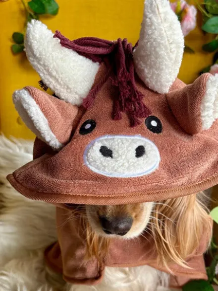 Peignoir de séchage pour chien - Vache des Highland 🐮 - Cocopup London