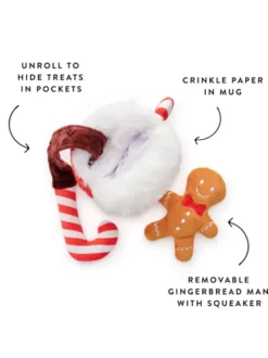Peluche de Noël pour chien - Chocolat chaud et Pain d'épices - The Foggy Dog