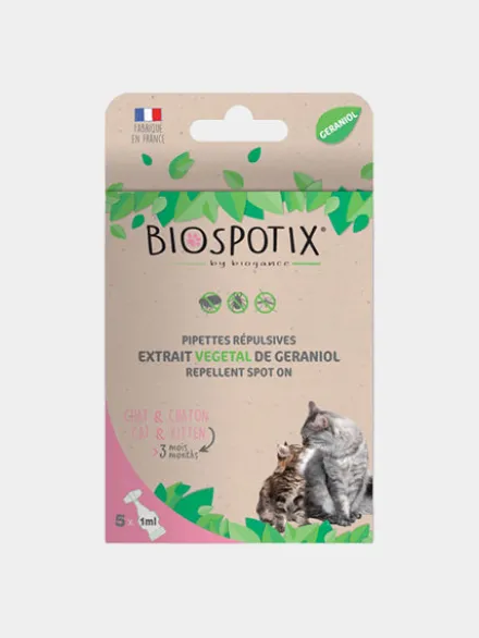 Pipettes insectifuges Biospotix pour chat et chaton - 5 pipettes - Biogance