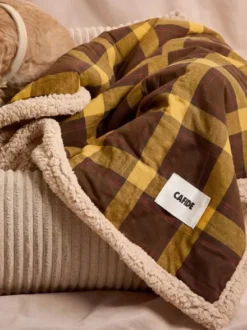 Plaid pour chien - Tartan moutarde et sherpa - Cafide