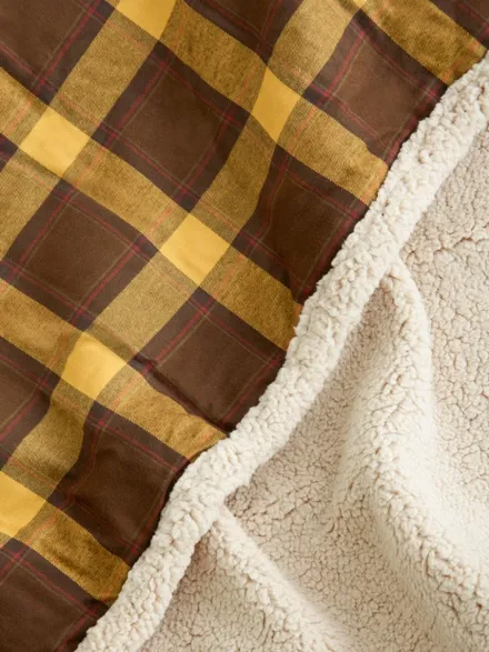 Plaid pour chien - Tartan moutarde et sherpa - Cafide