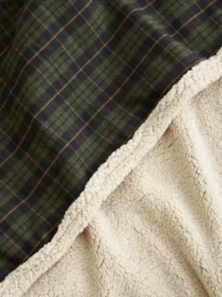 Plaid pour chien - Tartan vert et sherpa - Cafide