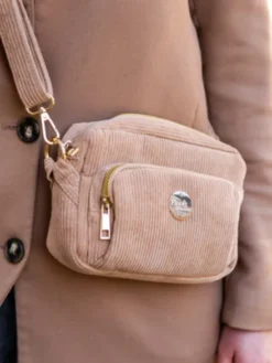 Sac de balade avec anse en velours côtelé - Beige - Floof and Cookies