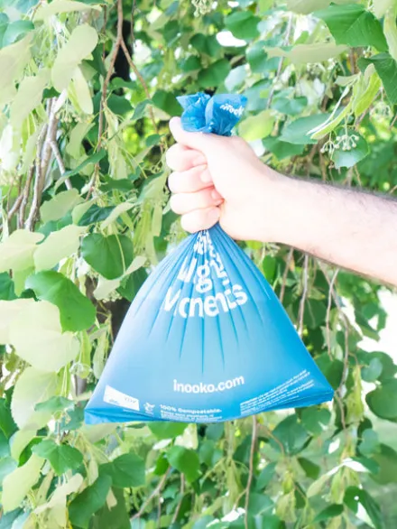 Sacs à crottes compostables pour chien - 1 rouleau de 15 sacs - inooko