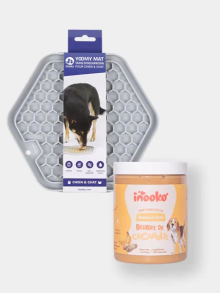 Tapis de léchage 👅 + Beurre de cacahuète pour chien 🥜